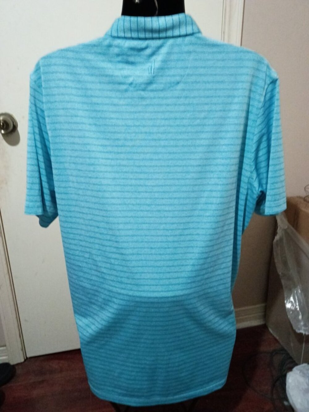 Johnnie-O Polo Shirt Mens XL Blue Striped Performance Stretch Short Sleeve Logo - Picture 7 of 13